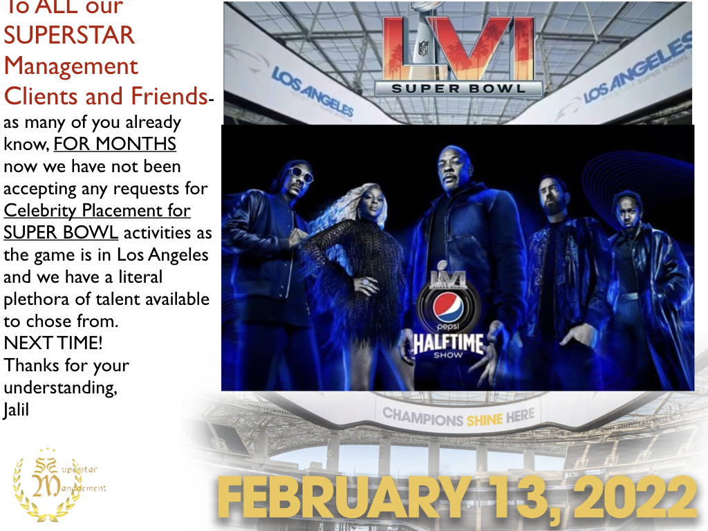 Super Bowl LVI- 2022 Los Angeles Dre Halftime Performance